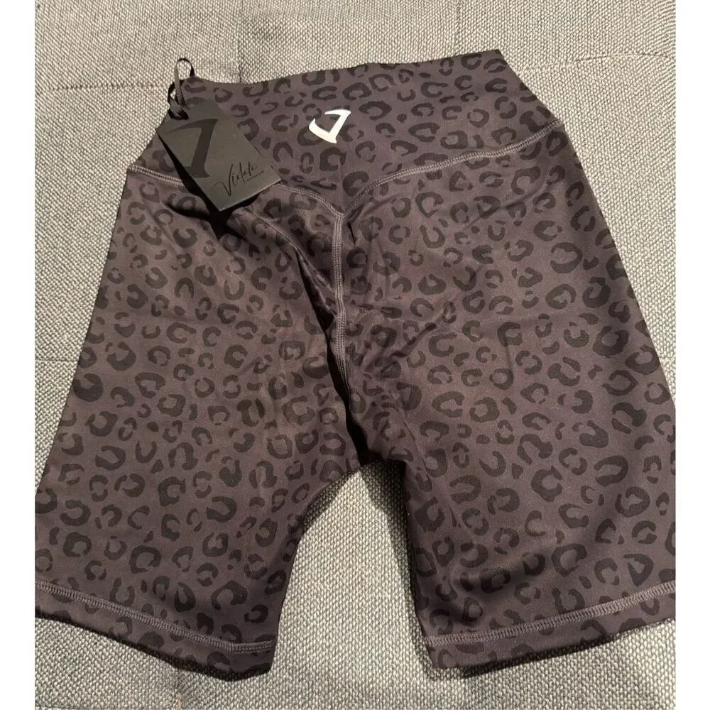 NWT Violate the Dress Code black gray leopard shorts size small